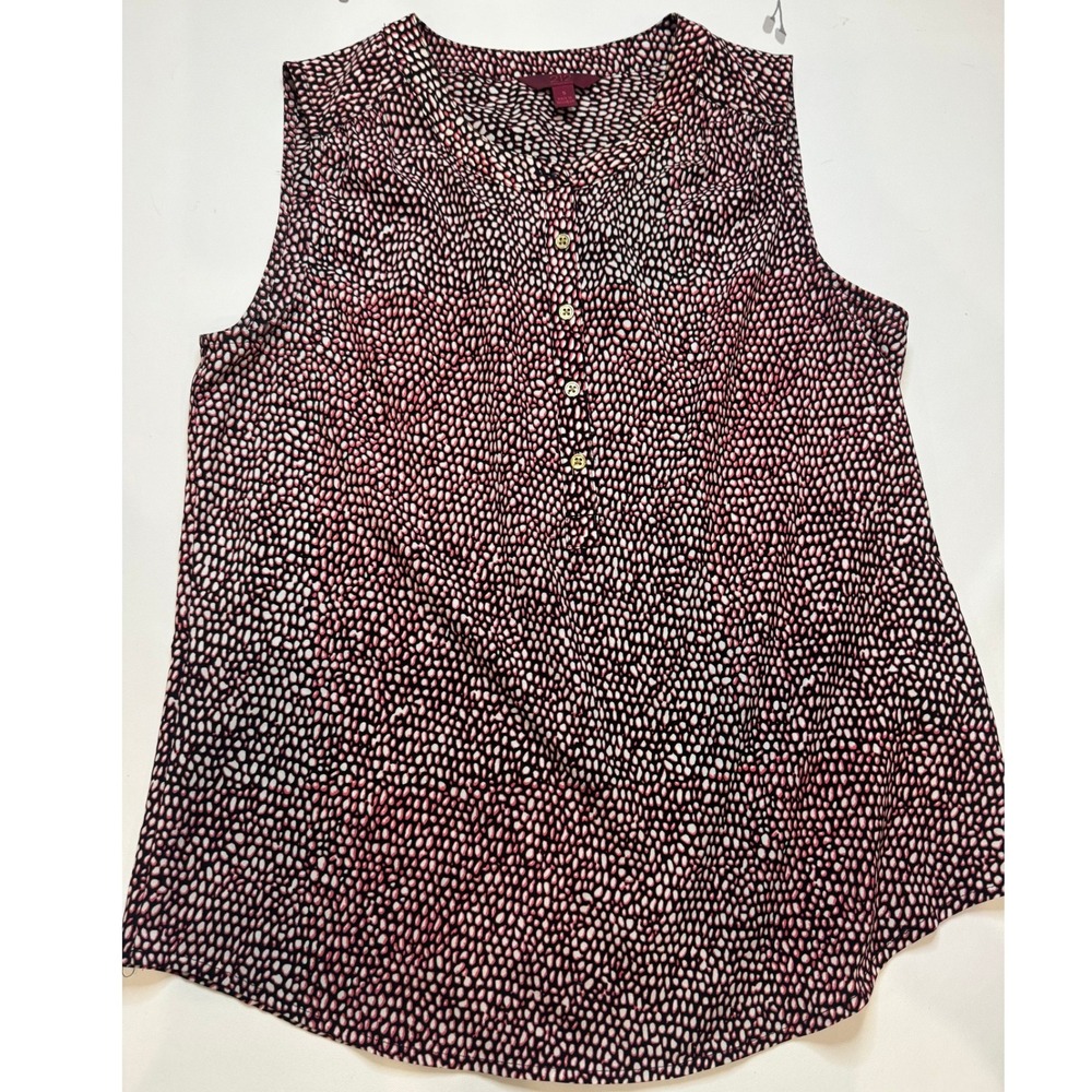 212 Collection Sleeveless Blouse Womens Small Pink Black Pebble Print Excellent